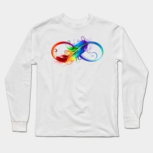 Infinity Symbol with Rainbow Feather Long Sleeve T-Shirt